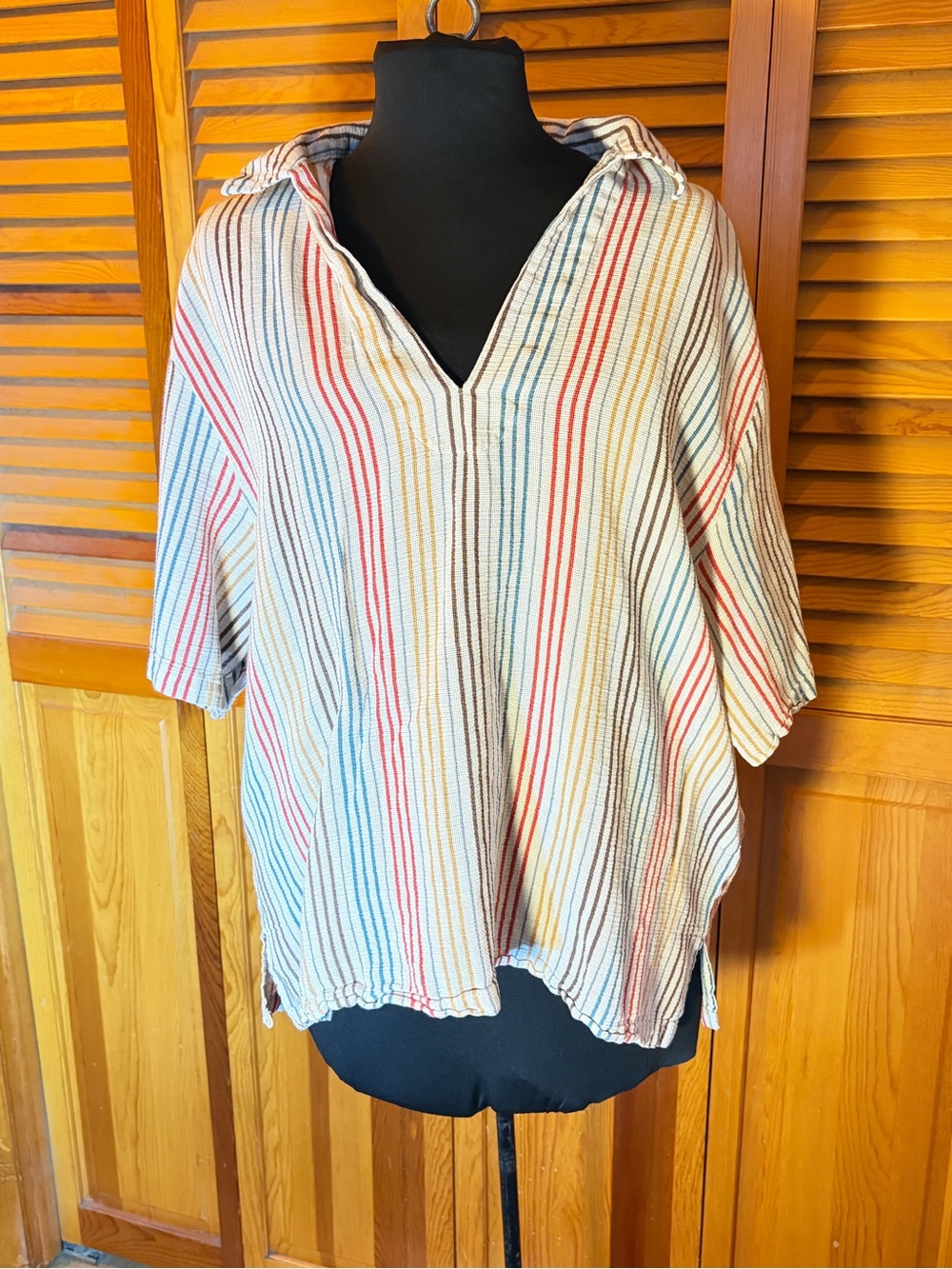 ASOS Design Womens XL Striped Cotton Top 70s Hippie Boho Festival Retro
